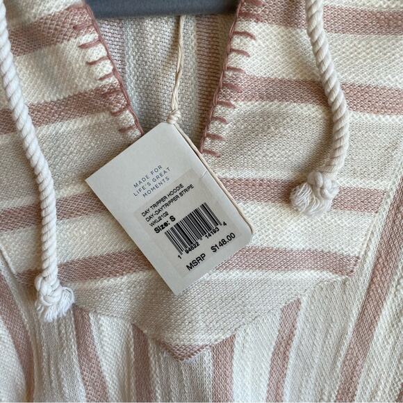 Faherty Daytripper Hoodie Striped Neutral Pullover Beach Cover Up Small Womens - Picture 7 of 9
